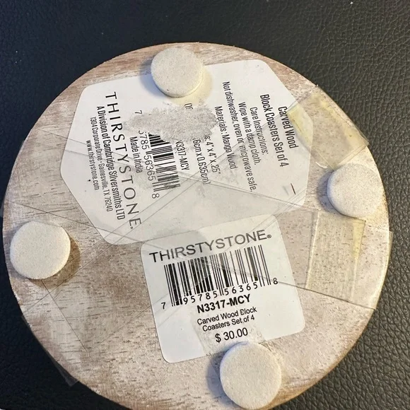 NWT Thirstystone Natural Floral Wooden Coaster - Picture 4 of 5